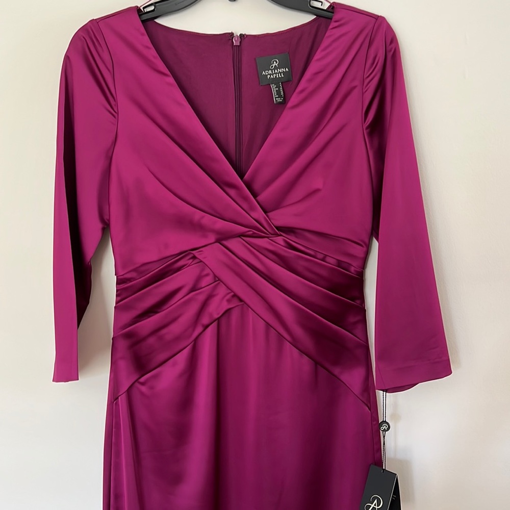 Adrianna Papell purple satin gown